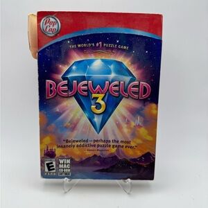 BEJEWELED 3 PC Game (Windows/Mac, CD-ROM 2010) Pop Cap with Slipcover
